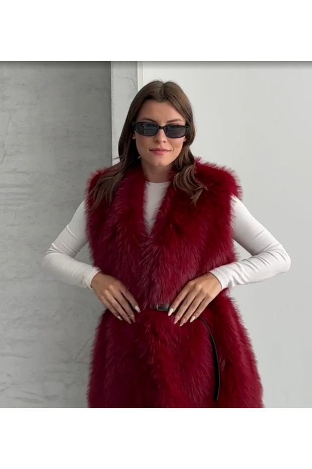Women's Furry Belted Vest