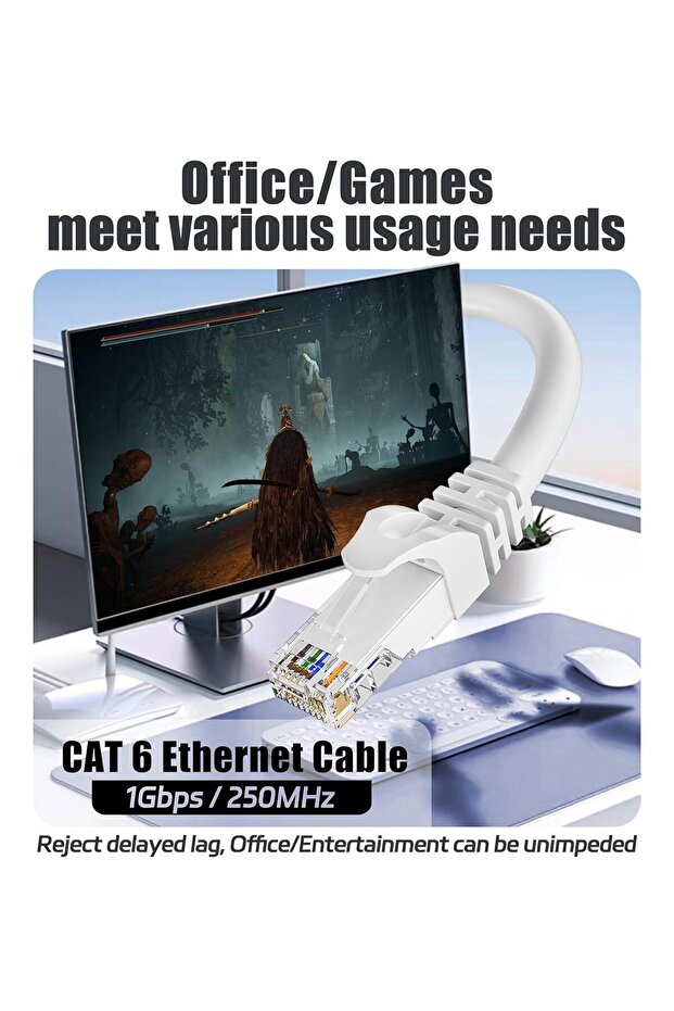 كابل إنترنت CAT 6 بطول 3 أمتار - أبيض 3 أمتار - 4