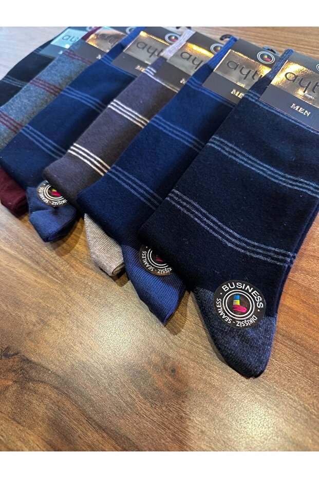 Business Men's Jacquard Cotton Men's Seamless Socks 6 Pack