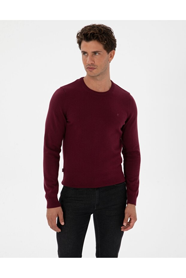 bisiklet yaka slim fit basic triko kazak - 1