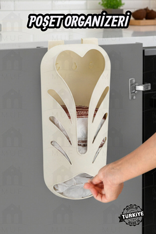 Poşetlik Poşet Saklama Kabı Poşet Organizeri, Mutfak Poşet Düzenleyici Asılabilir Yada Vidalanabilir - 1