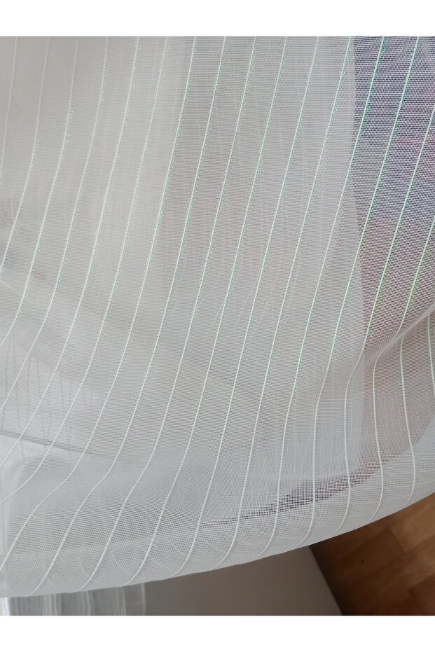 Striped Pearlescent Tulle Curtain Without Pleats Ready-Made Curtain Sewn