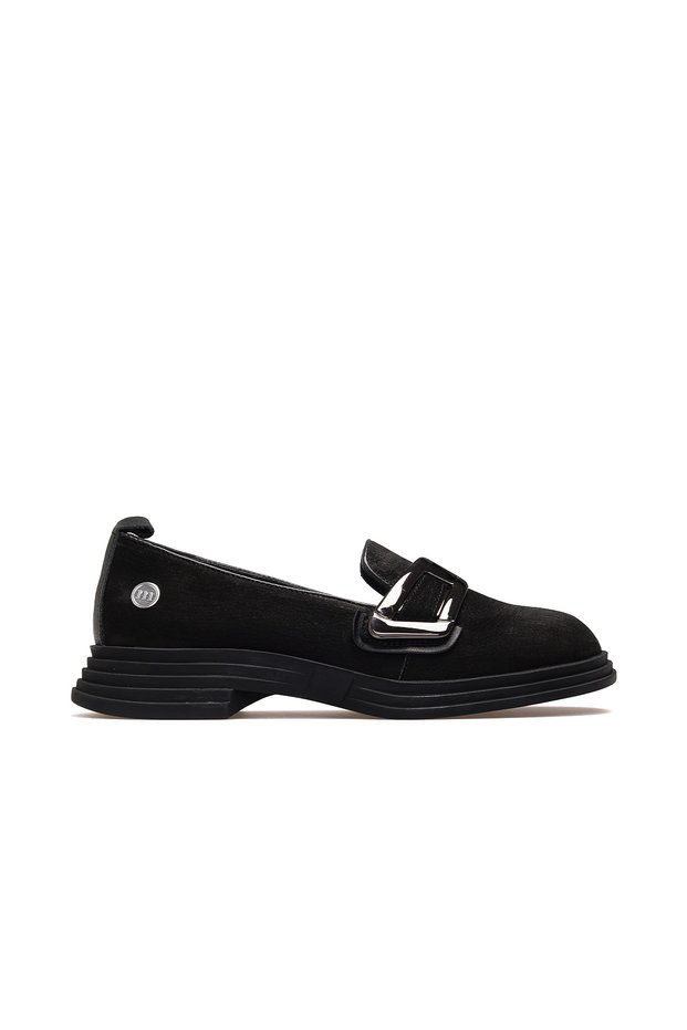 Women's Genuine Leather Casual Daily Shoes 25K D25Ka-755 Z Black Nubuck