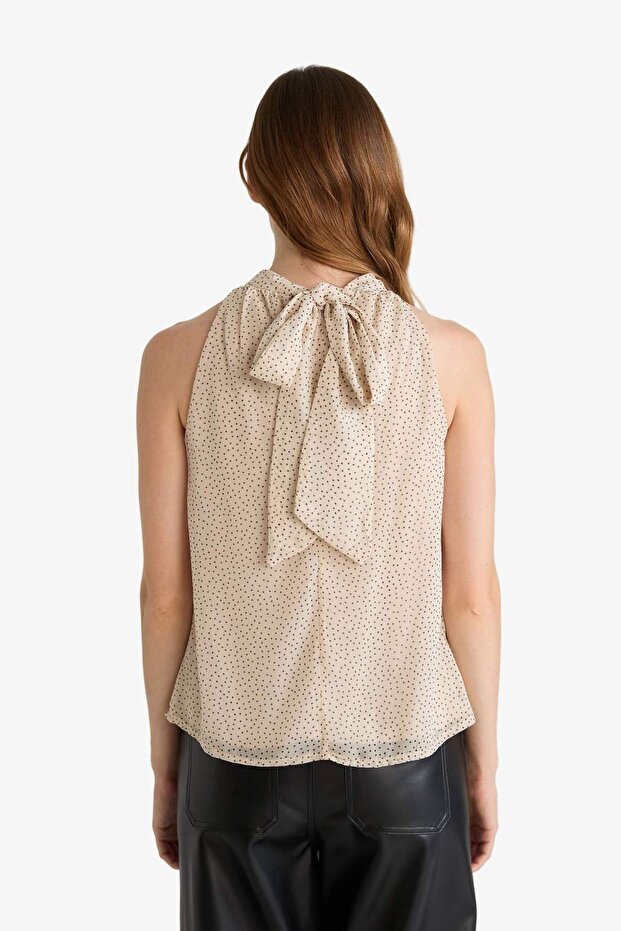 Regular Fit Halter Yaka Şifon Kolsuz Bluz G0129AX25AU - 7