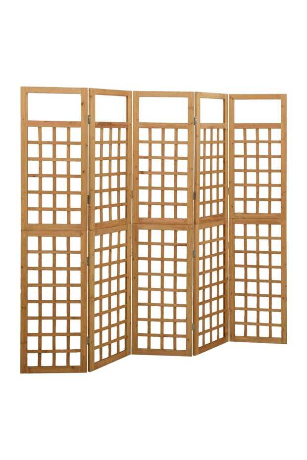 5-Panel Room Divider/Trellis Solid Fir Wood 201.5x180 cm