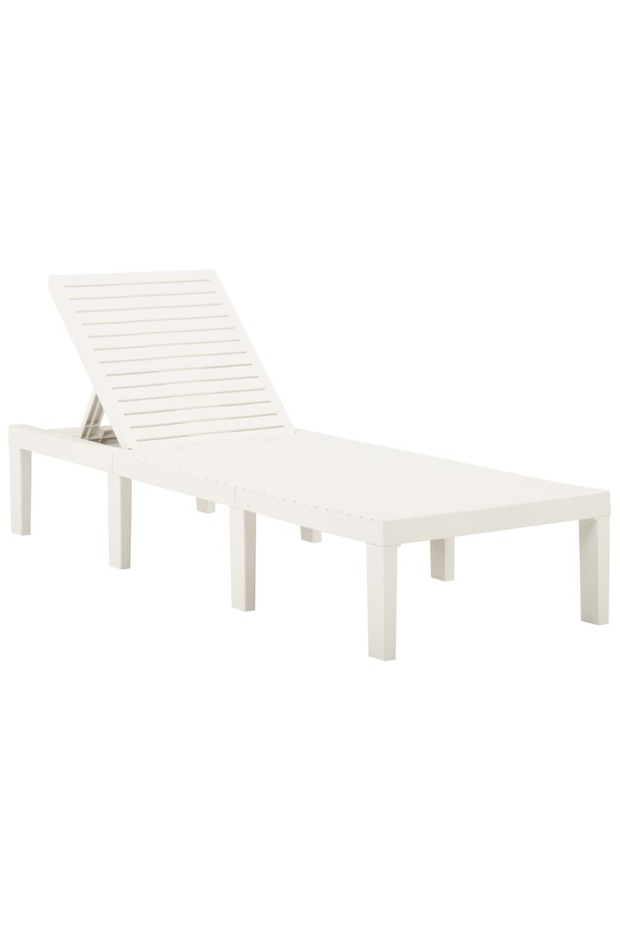 Șezlong, alb, plastic - 1