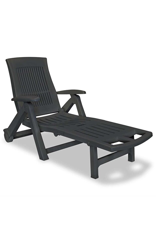 Sun Lounger with Footrest Plastic Anthracite