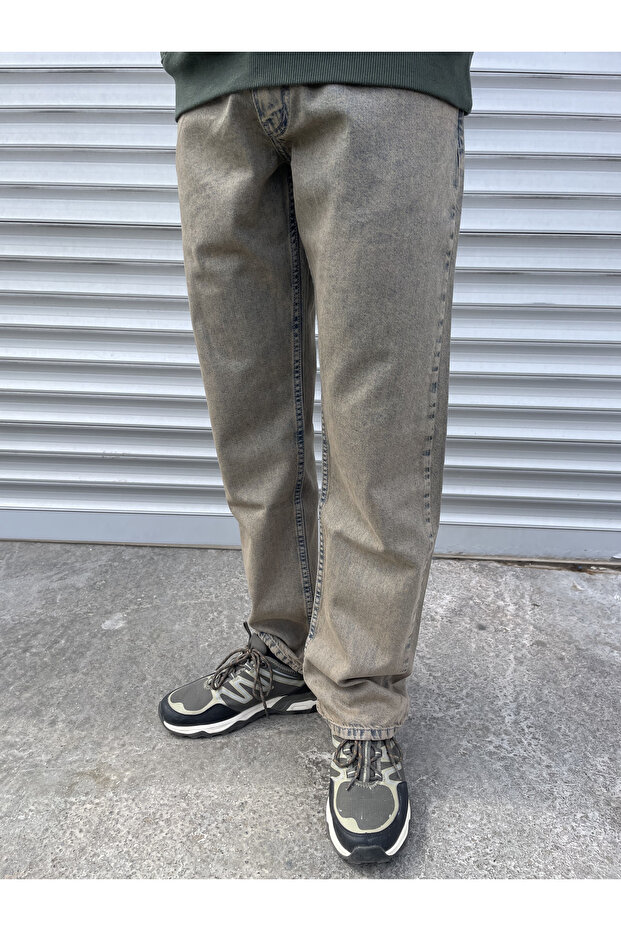 Erkek Kahve Tint Baggy Kot Pantolon - 1