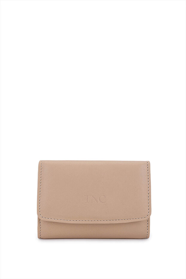 Unisex Genuine Leather Beige Card Holder