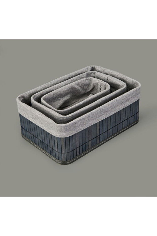 3-Piece Multi-Purpose Rectangular Decorative Basket - Gray - 1