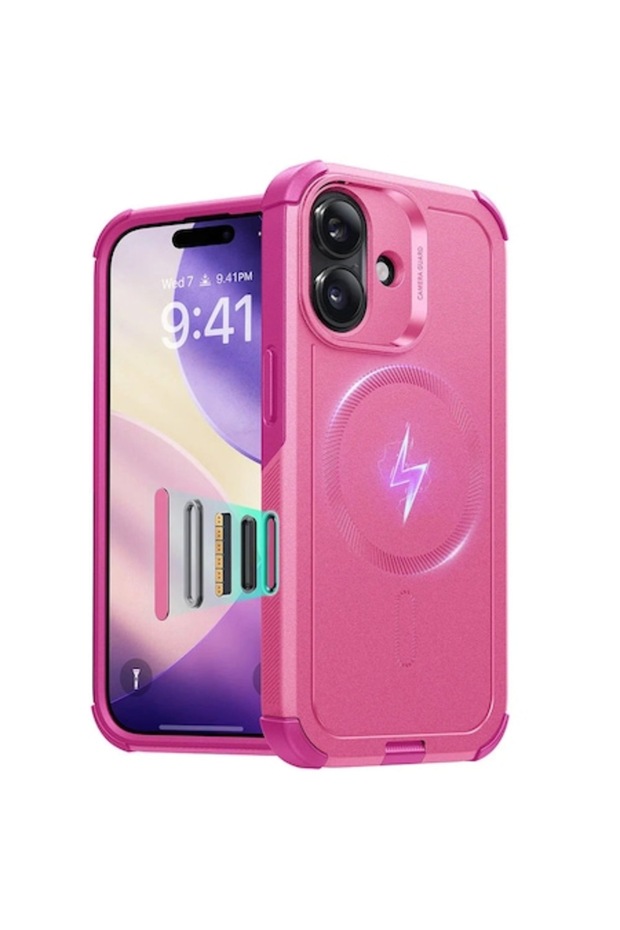 Protective Shock-Resistant Case for iPhone 17, Optim Solution, Polycarbonate, Pink - 1