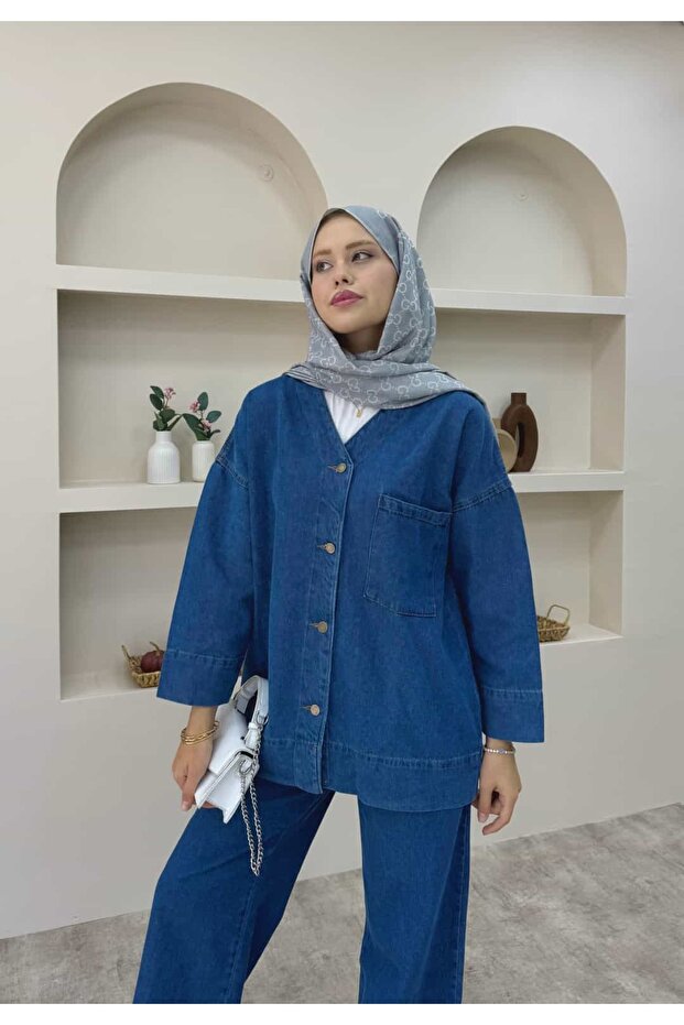 V-Neck Denim Set - 5