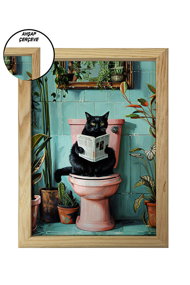 Ahşap Çerçeveli Kedi Temalı Tablo Tekli MDF Poster Tablo Duvar Dekoru (21x30 cm) - 3