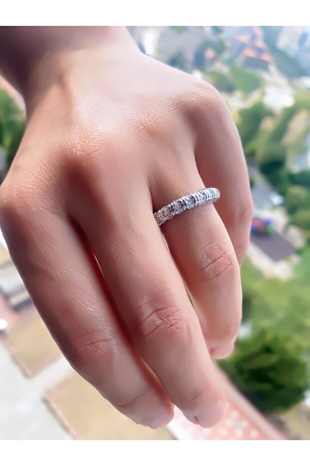 Steel Stone Ring Silver Color Adjustable to Fit Finger. Does Not Tarnish.