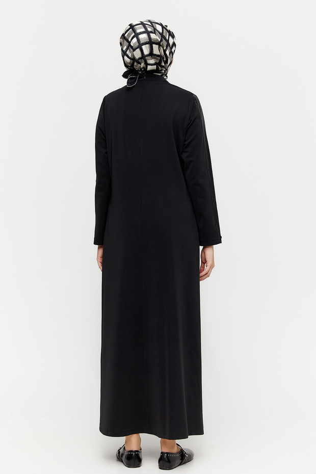 Deri Detaylı Elbise - 7