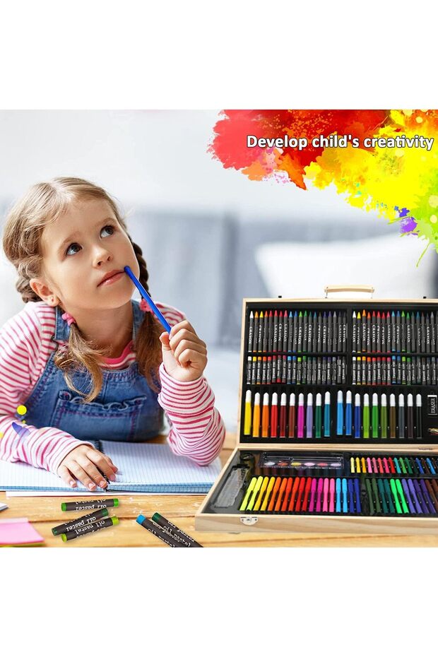 Art Set 180pcs Art Supplies Kit with Portable Wooden Case -