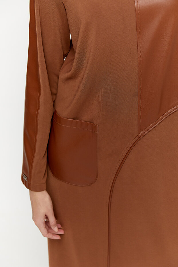 Deri Detaylı Elbise - 6