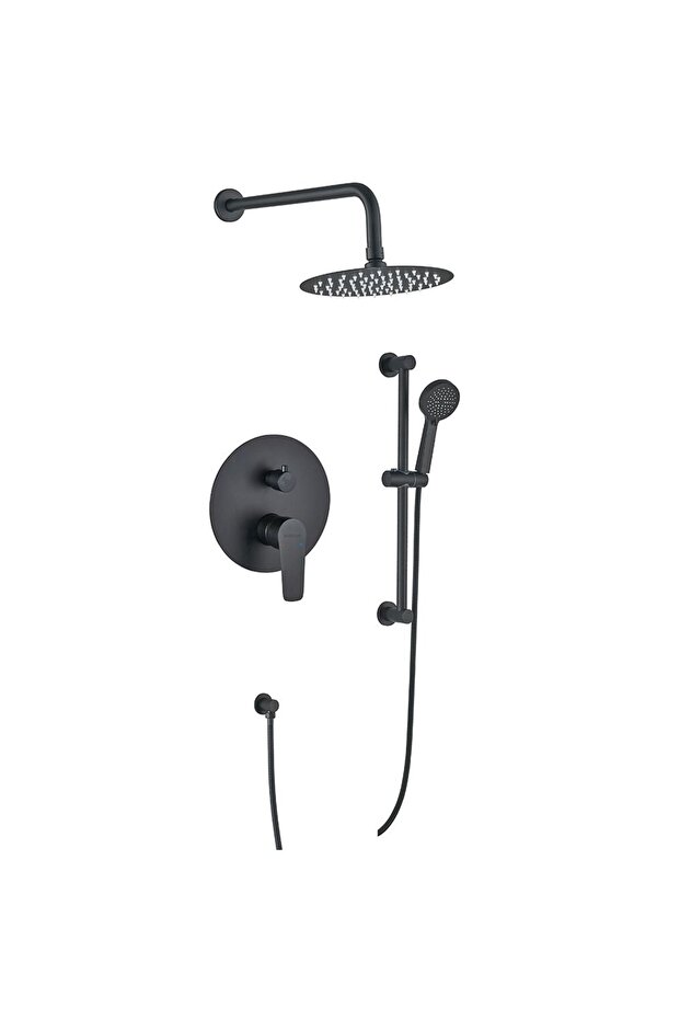 Milano Luxe Bayz Two Way Concealed Bath Shower Mixer Set | Matt Black Rain Shower Kit