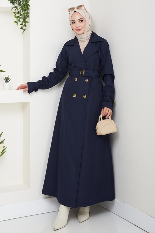 Full Length Waterproof Trench 1596 - Navy Blue