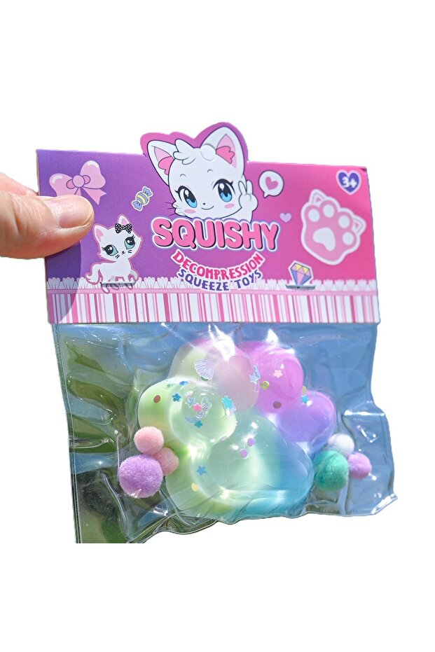 Jucărie antistres squishy în formă de labă de pisică, cu revenire lentă, moale la stoarcere, multicoloră, model 270521