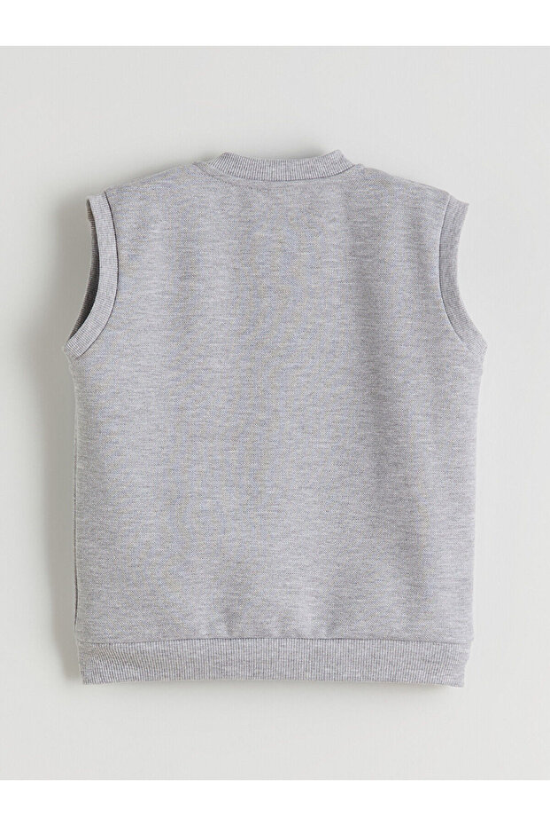 Gri Bisiklet Yaka Kolsuz Erkek Çocuk Yelek - 3
