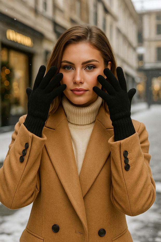 Unisex Siyah Örme Eldiven Eld01 - 2