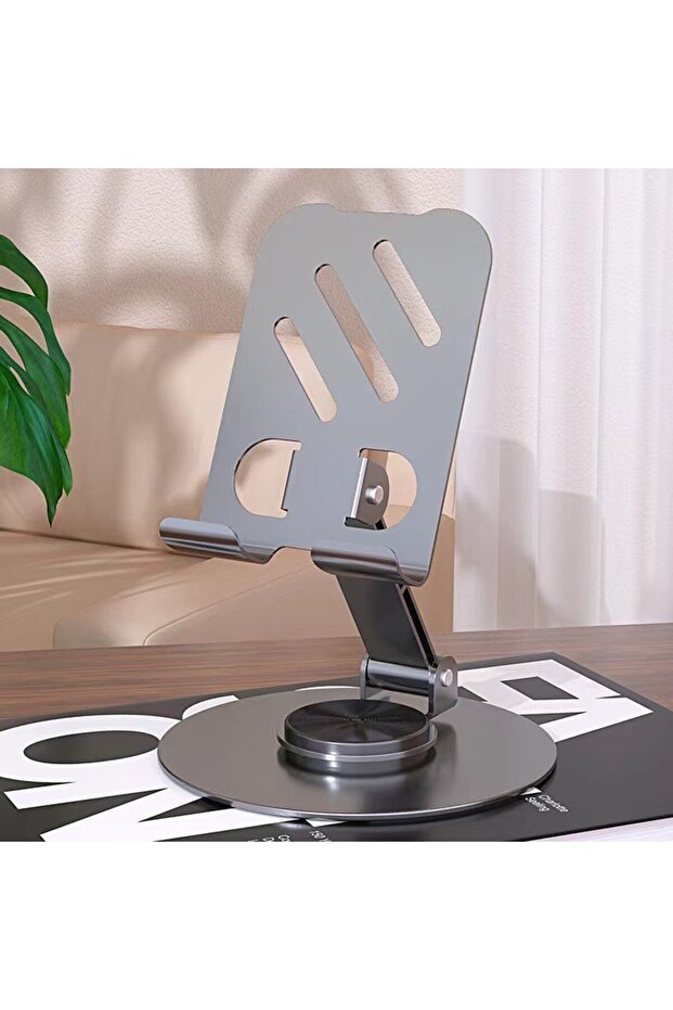 Flippy Rotating Foldable Metal Mobile & Tablet Stand, Gray - 2
