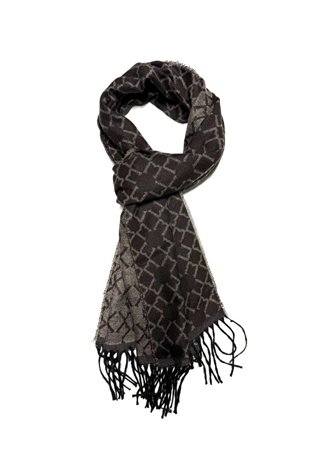 Eșarfă cu model maro bej Kaşkol - 1