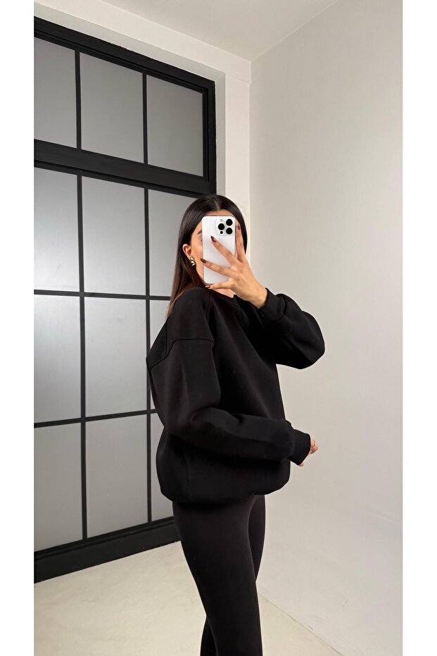 Siyah Şardonlu Basic Sweatshirt GAUS-00219 - 2