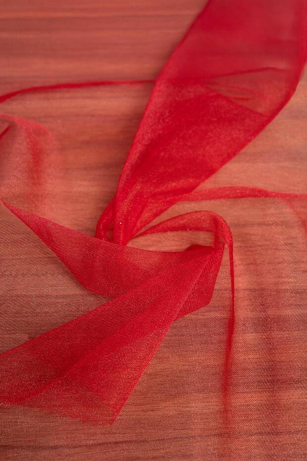Victorian Plain Tulle Red Color Fabric