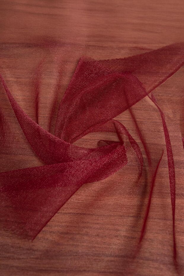 Victorian Plain Tulle Burgundy Color Fabric