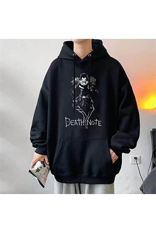 Death Note Ryuk Printed Black Color Hooded Sweatshirt