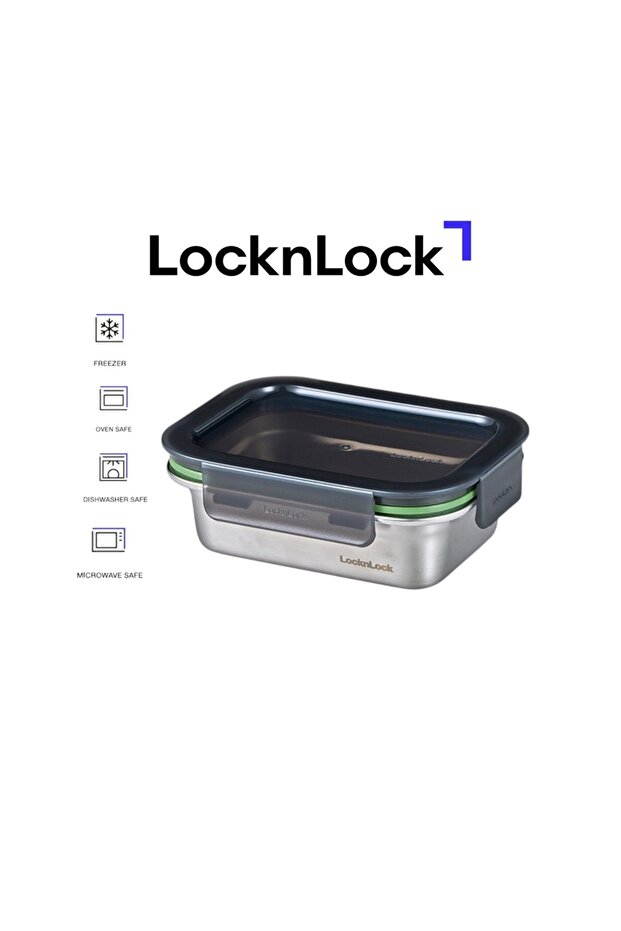 Stainless Steel Rectangular Container 400ml – Four-Side Locking Lid, Oven & Freezer Safe