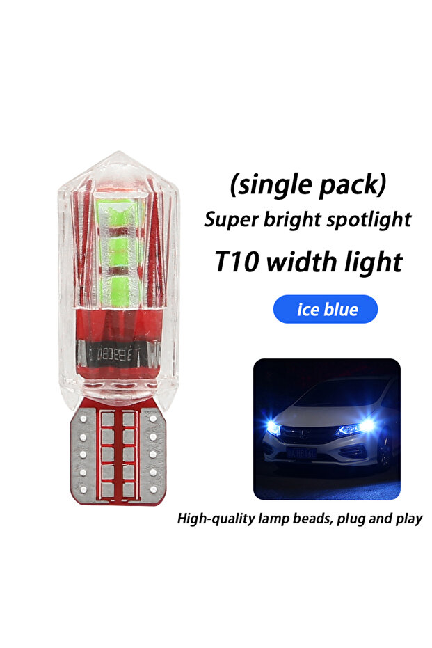 مصباح LED صغير T10 بلون أزرق ثلجي - قطعة واحدة، عدسة معدلة لإضاءة السيارة، إضاءة خارجية فائقة السطوع للسيارة
