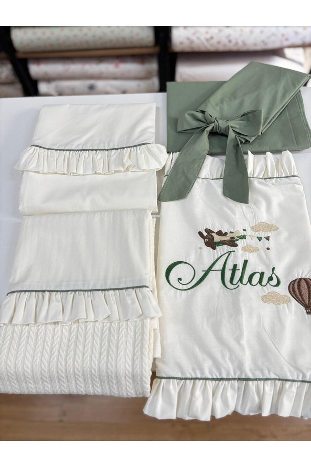 100% Cotton Oeko-Tex Certified Name Embroidered Baby Pique Duvet Cover Set