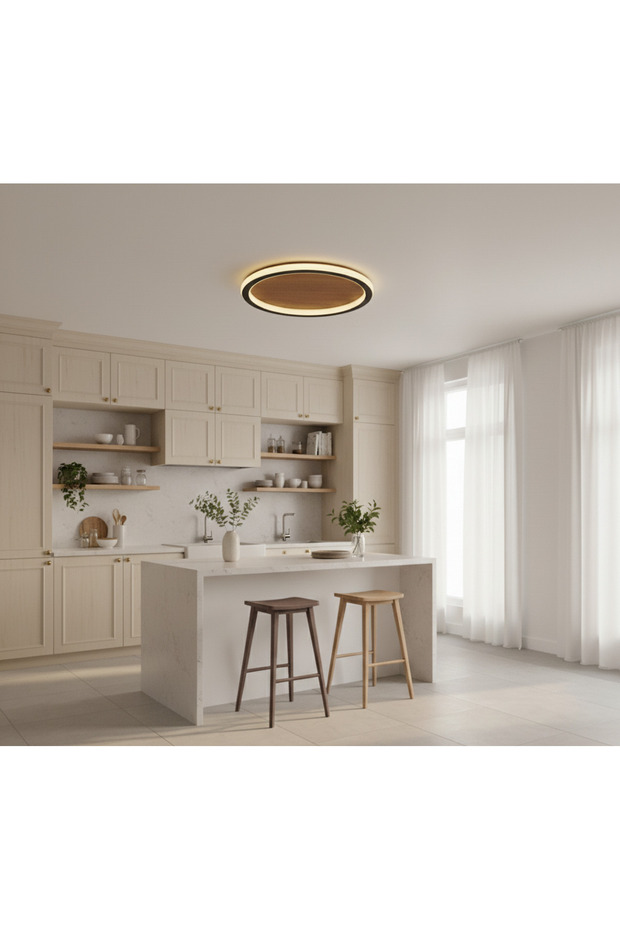 Plafonyer Led Avize Ahşap 40 Cm - 2