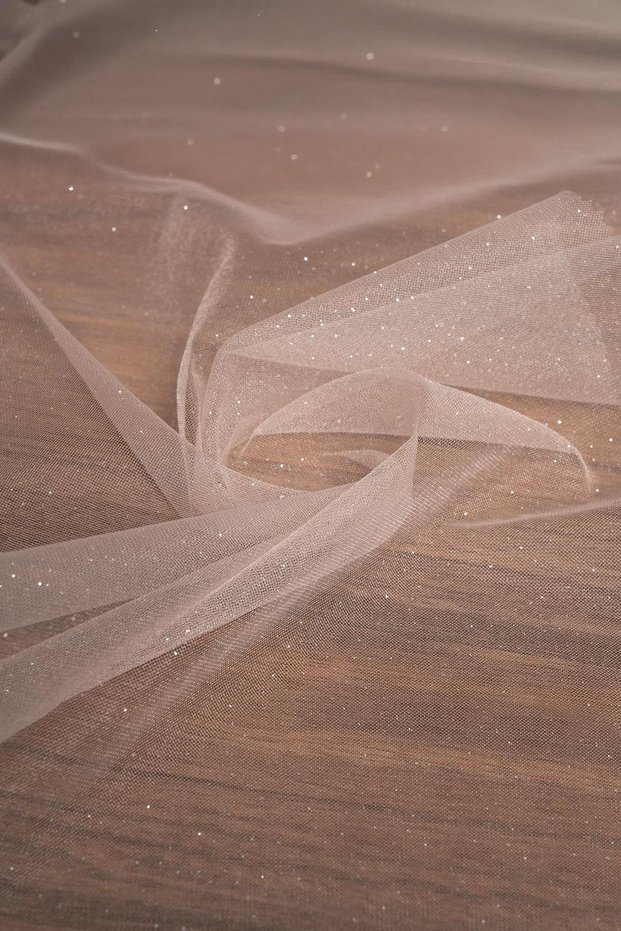 Victorian Glitter Tulle Dark Powder Color Fabric