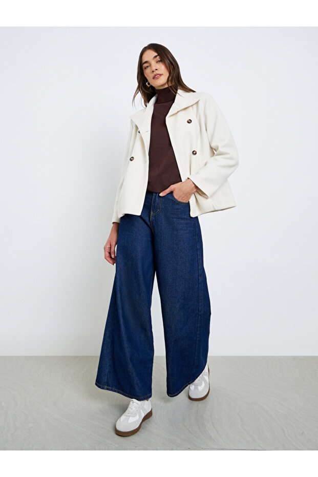 Off White Oversized Wool Look Jacket - 2