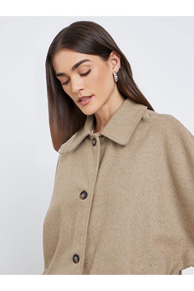 Brown Longline Oversized Button Coat - 4