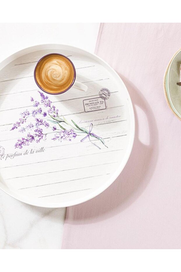 Lavander Yuvarlak Tepsi Çay Kahve Servis - 2