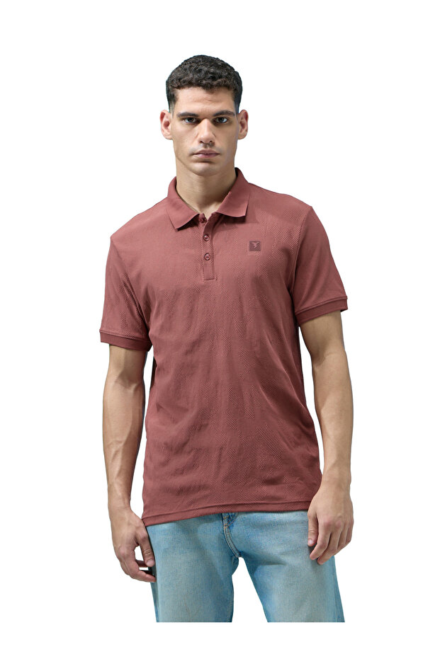 قميص بولو رجالي جاكار بقصّة Slim Fit