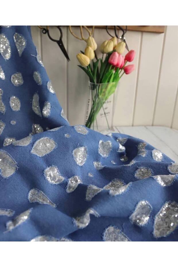 İthal Kot Üzeri Pul Payet Mavi Renktedir - 3