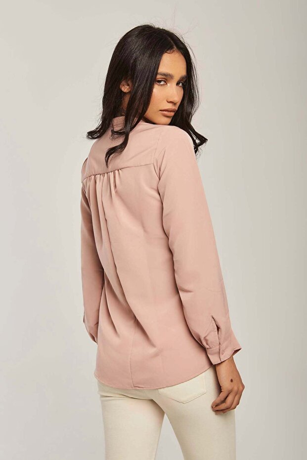 Solid Button-Front Shirt - 3