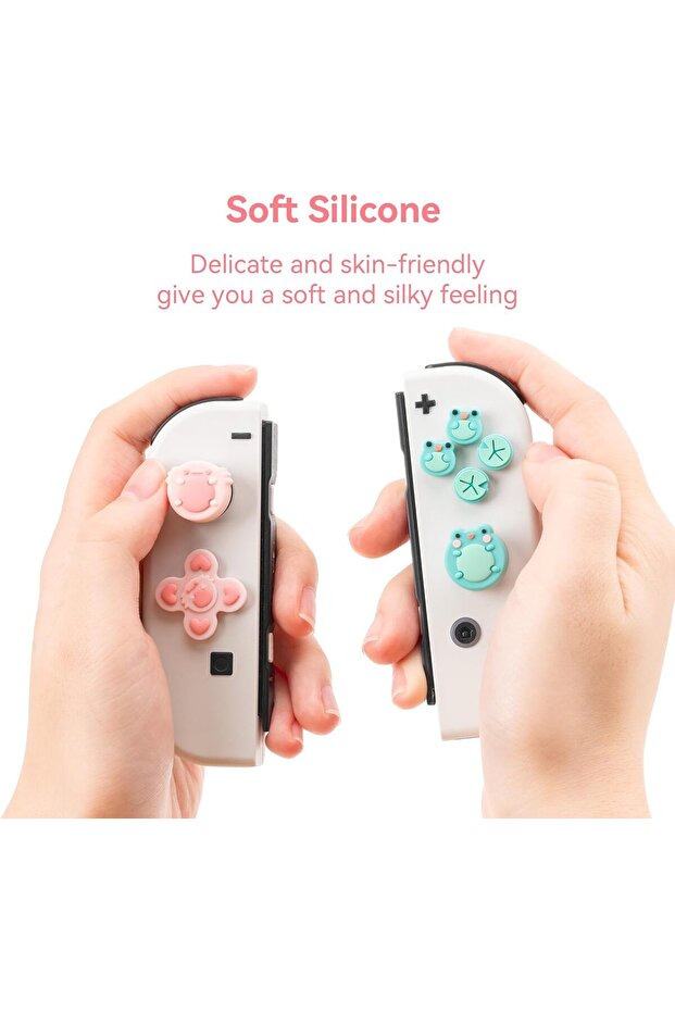 Silicone Cross D-Pad Button Caps Set Joystick Cover - ABXY Key Buttons Sticker Compatible - 2