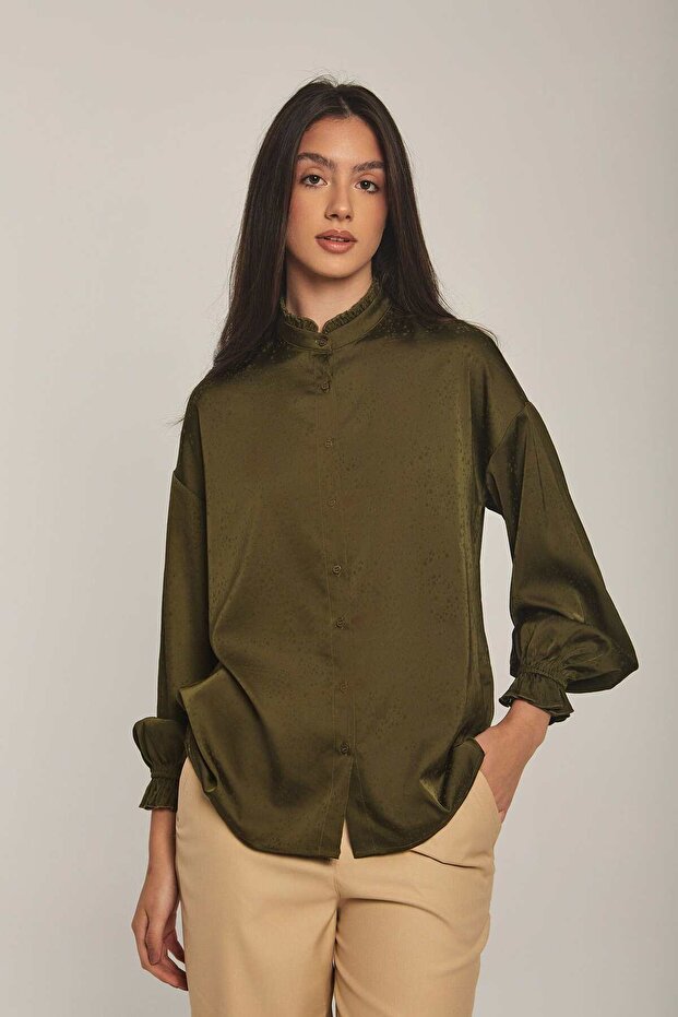 Solid Button-Front Shirt - 1