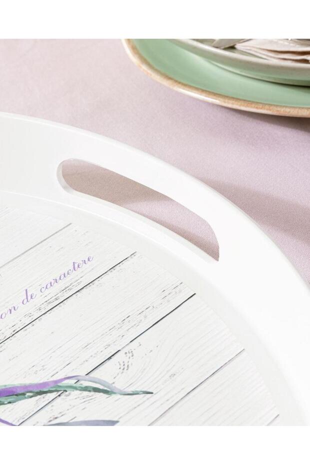 Lavander Yuvarlak Tepsi Çay Kahve Servis - 3