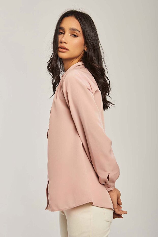 Solid Button-Front Shirt - 4