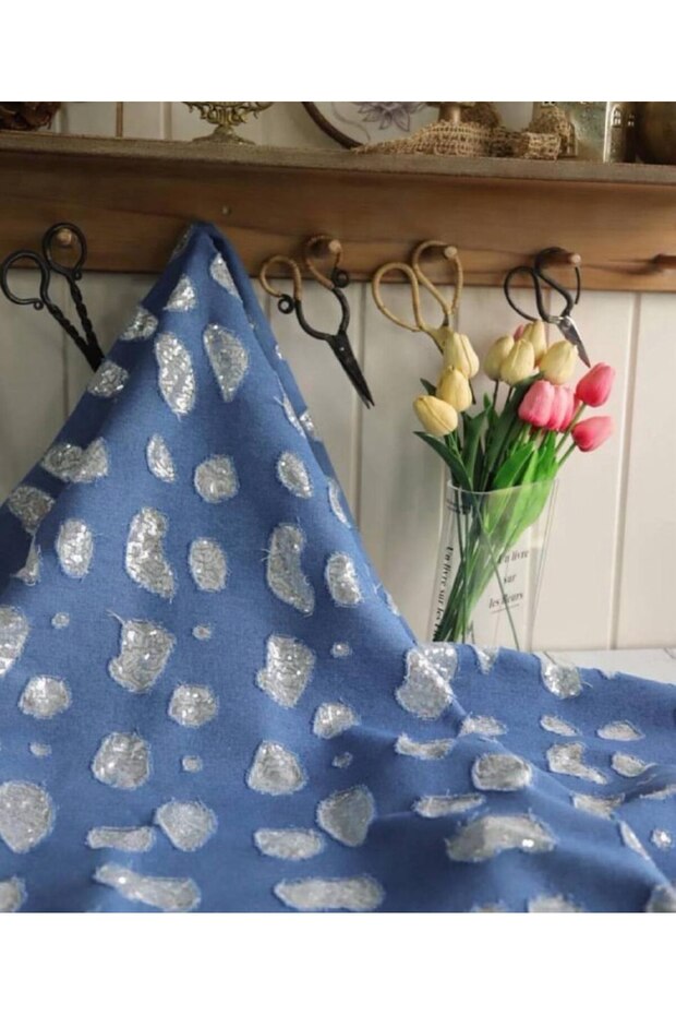 İthal Kot Üzeri Pul Payet Mavi Renktedir - 2