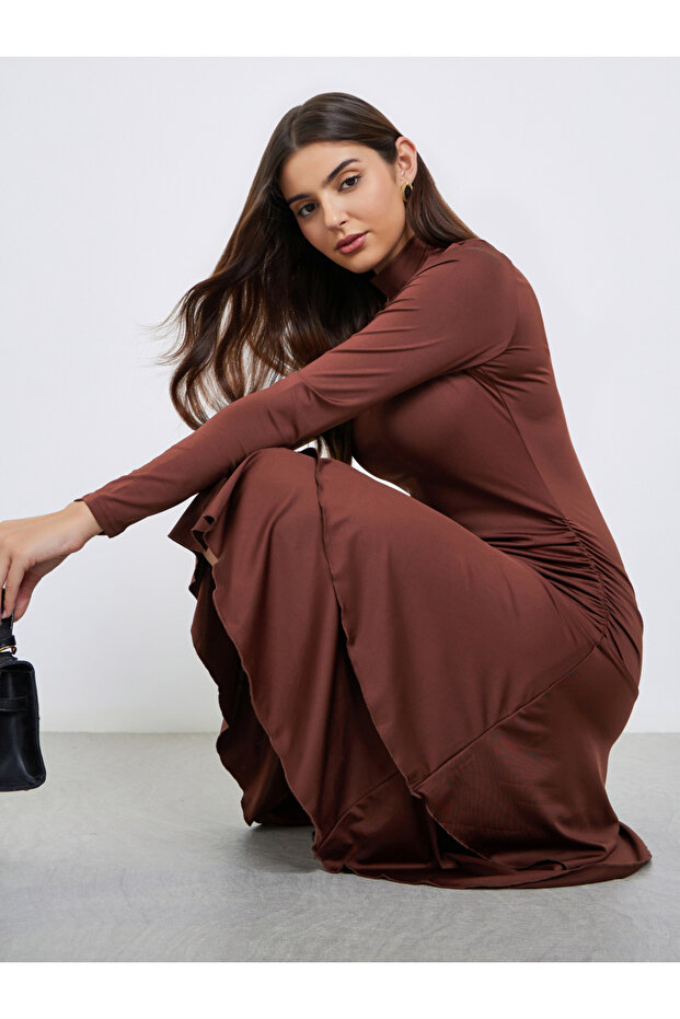 Ruffle Hem Bodycon Knee-Length Dress