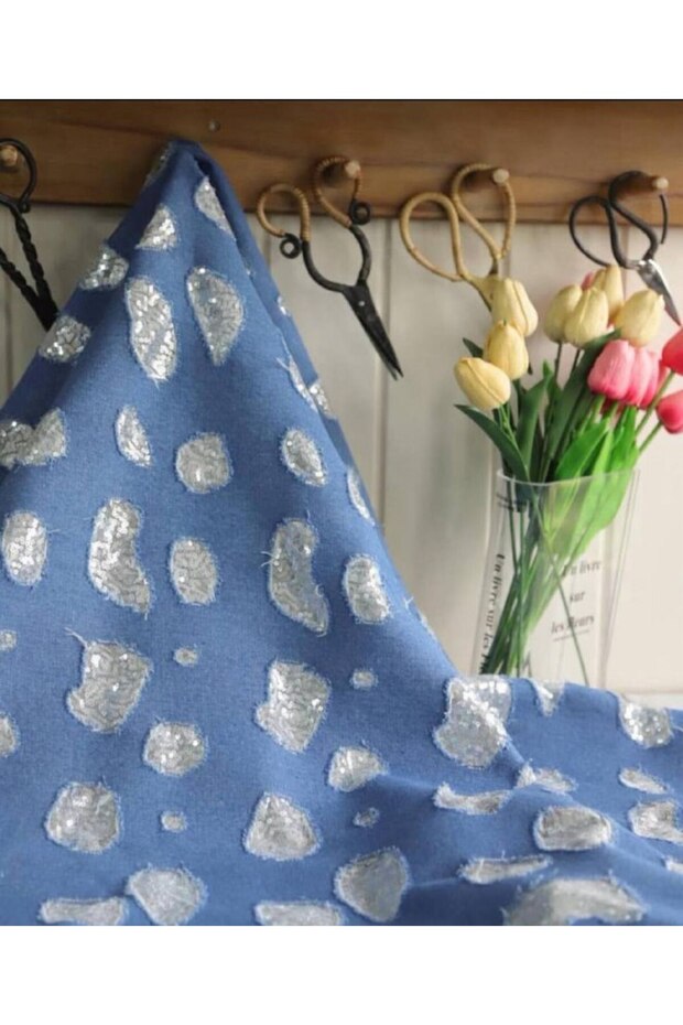 İthal Kot Üzeri Pul Payet Mavi Renktedir - 7